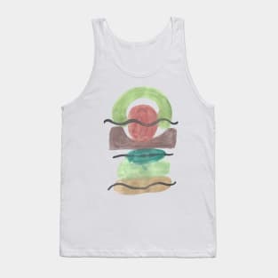 Neutral Nature Shape Stack - Minimalist Abstract Watercolor Painting Tank Top